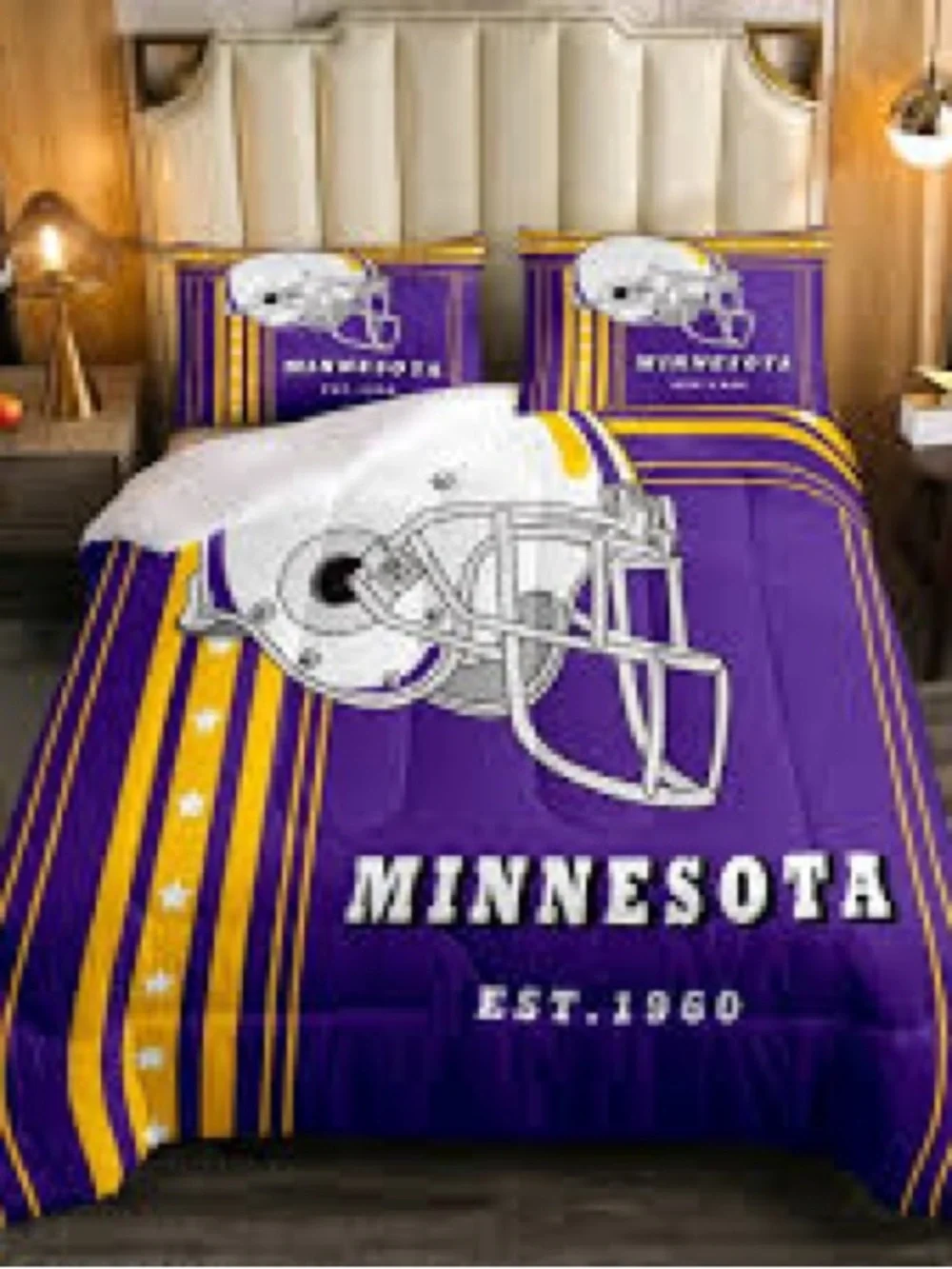Minnesota Team Purple & Gold Football Bedding Full Size Comforter Set